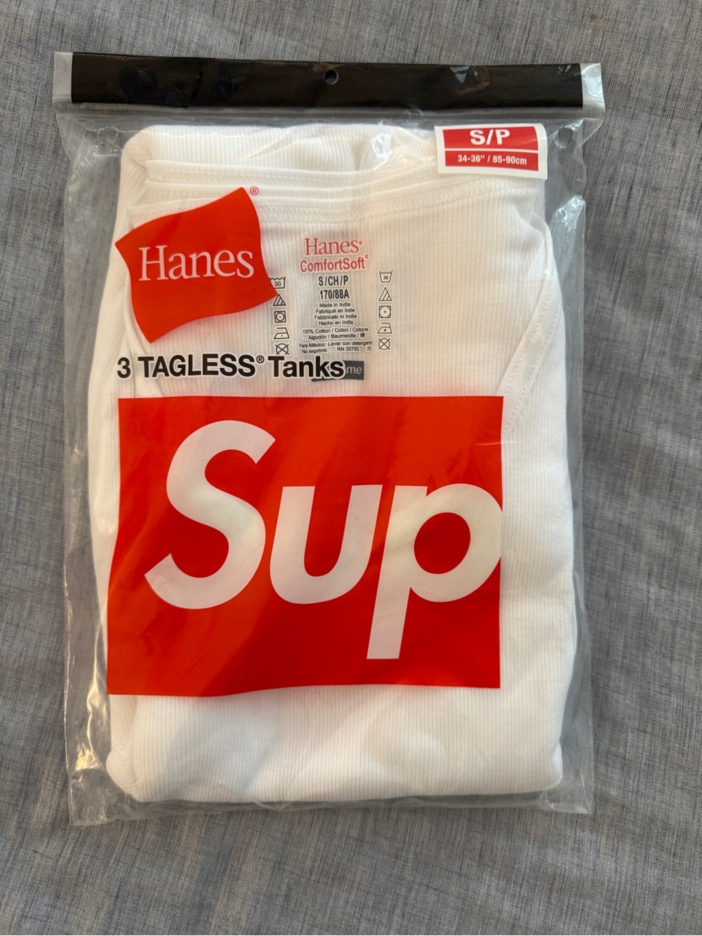 Supreme x Hanes White Tank Top Pack with Red Logo